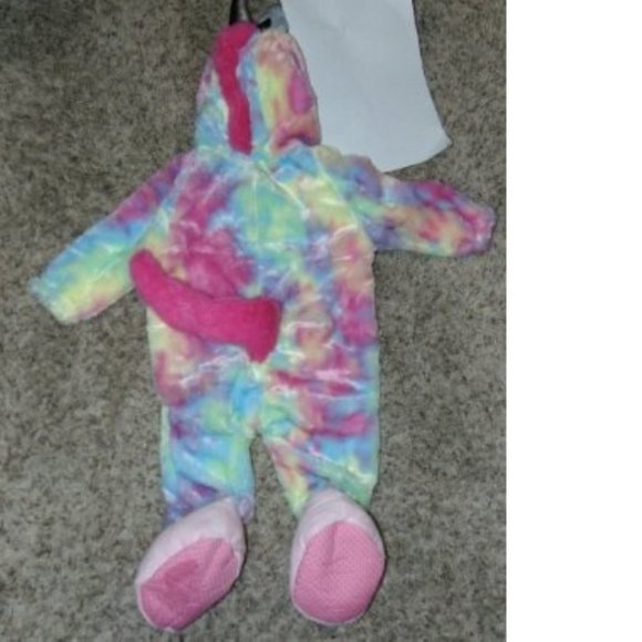 Baby Unicorn Rainbow Halloween Costume 6/12 months 1 Pc Hooded Footed Jumpsuit - Picture 5 of 6